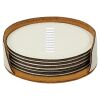 4" White Round Laserable Leatherette 6-Coaster Set Thumbnail